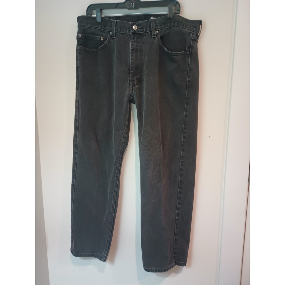 Levi's 505 Men's Black Denim Jeans Regular Fit Straight Leg Size 38x30 Meas 37x3